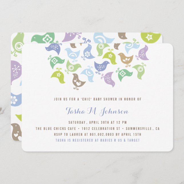 Retro Chicks Boy Baby Shower Party Invitation (Front/Back)