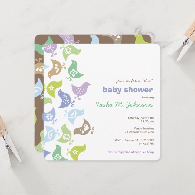 Retro Chicks Boy Baby Shower Party Invitation (Front/Back In Situ)