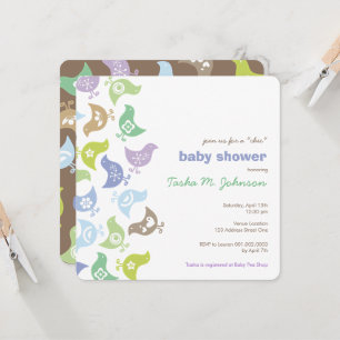 Retro Chicks Boy Baby Shower Party Invitation