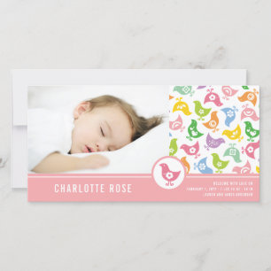 Retro Chicks Girl Birth Announcement Photo Card