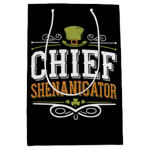 Retro Chief Shenanigator Lucky Leprechaun Hat Medium Gift Bag