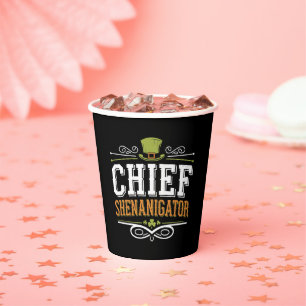 Retro Chief Shenanigator Lucky Leprechaun Hat Paper Cups