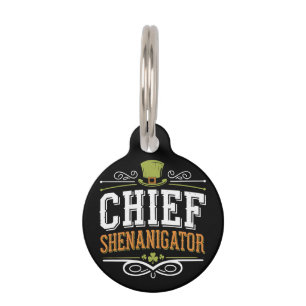 Retro Chief Shenanigator Lucky Leprechaun Hat Pet Tag