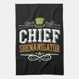 Retro Chief Shenanigator Lucky Leprechaun Hat Tea Towel