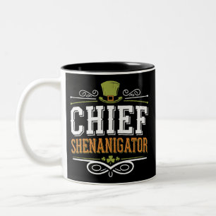 Retro Chief Shenanigator Lucky Leprechaun Hat  Two-Tone Coffee Mug