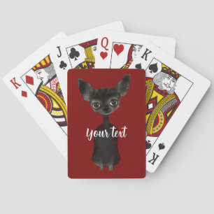 Retro chihuahua black burgundy cream playing cards