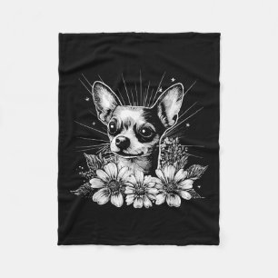 Retro Chihuahua Dog Lover Tattoo Style Fleece Blanket