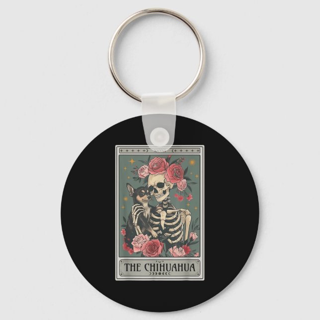 Retro Chihuahua Dog Lover The Moon Halloween , Wom Key Ring (Front)