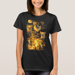 Retro chihuahua howling to the moon meme 90s anima T-Shirt