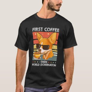 Retro Chihuahua Sunglasses Coffee Pet Dog Vintage T-Shirt