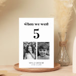 Retro Childhood Pictures Wedding Table # 5 Table Number<br><div class="desc">Decorate your wedding table with this number card, featuring retro typography, bride and groom's childhood pictures and custom text of your choice. Easily add your own details by clicking on the "personalise" option. 🌸 PLEASE NOTE: The size of this card is 3.5" x 5". If you’d like a larger size,...</div>