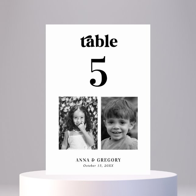 Retro Childhood Pictures Wedding Table Number 5 (Creator Uploaded)