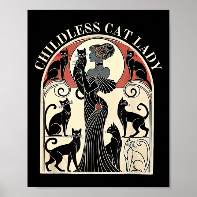 Retro Childless Cat Ladies Cat Karma  Poster (Front)