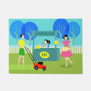 Retro Children's Lemonade Stand Door Mat