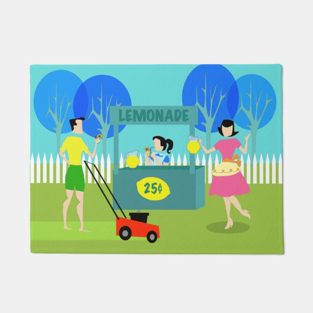 Retro Children's Lemonade Stand Door Mat (Front)