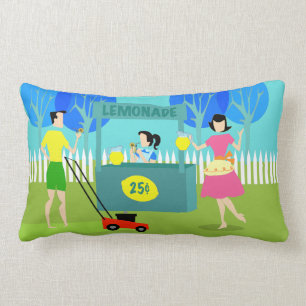 Retro Children's Lemonade Stand Lumbar Pillow