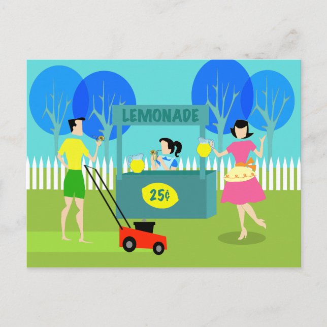 Retro Children's Lemonade Stand Postcard (Front)