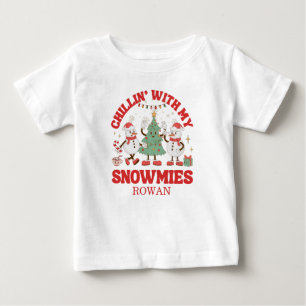 Retro Chillin' With My Snowmies Christmas Baby T-Shirt