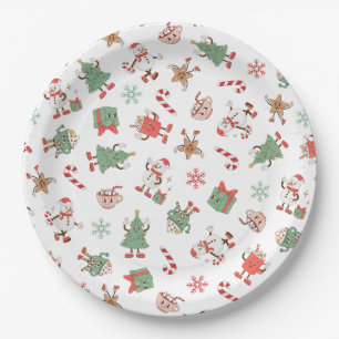 Retro Chillin' With My Snowmies Christmas Paper Plate