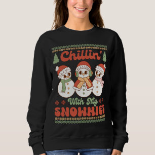 Retro Chillin' With My Snowmies Lady Sweatshirt