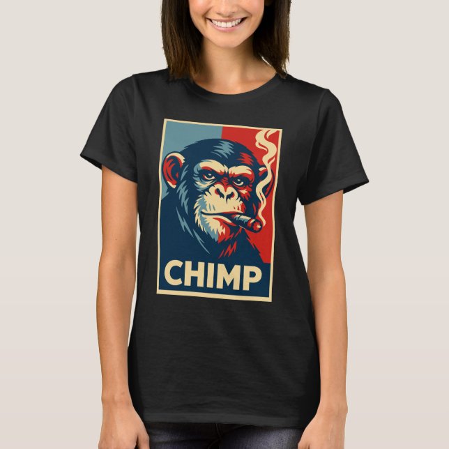 Retro Chimp smoking Cigar Poster T-Shirt (Front)
