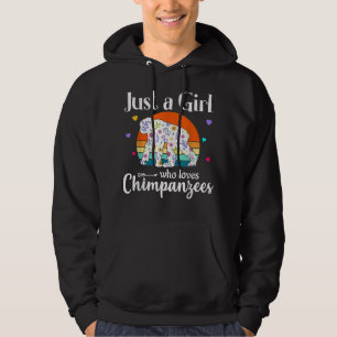 Retro Chimpanzee Floral Just a Girl Who Loves Chim Hoodie