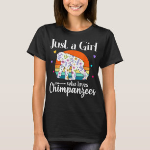 Retro Chimpanzee Floral Just a Girl Who Loves Chim T-Shirt