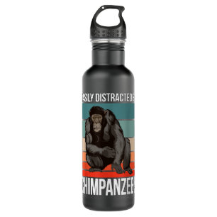 Retro Chimpanzee Quote Ape Easily Distracted By Ch 710 Ml Water Bottle