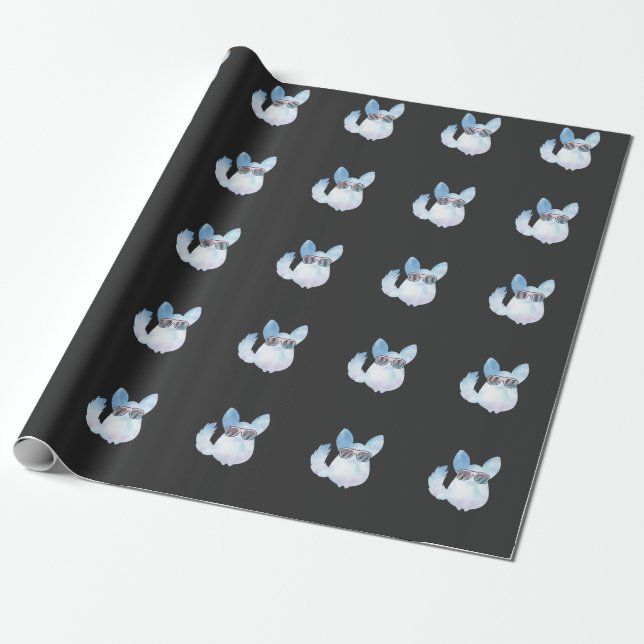 Retro Chinchilla Rodent with Sunglasses Wrapping Paper (Unrolled)