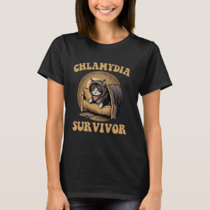 Retro Chlamydia Survivor Funny Cat Meme Sarcastic T-Shirt