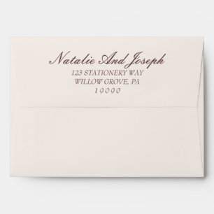 Retro Chocolate Brown Cream Old Money Wedding Envelope