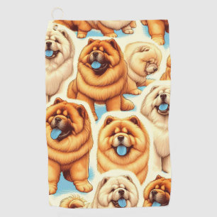 Retro Chow-Chow Seamless Pattern Golf Towel