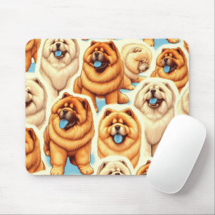 Retro Chow-Chow Seamless Pattern Mouse Pad