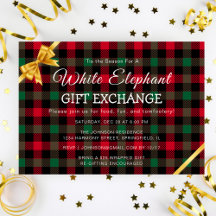 Retro Chrismas Plaid White Elephant Gift Exchange