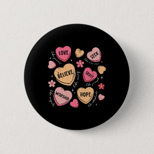 Retro Christian Valentine Candy Heart Jesus Valent 6 Cm Round Badge