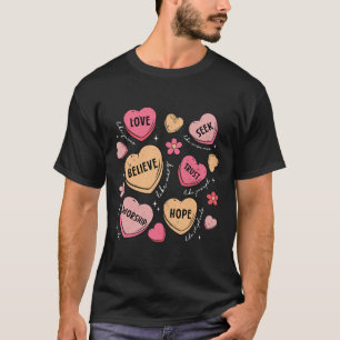 Retro Christian Valentine Candy Heart Jesus Valent T-Shirt