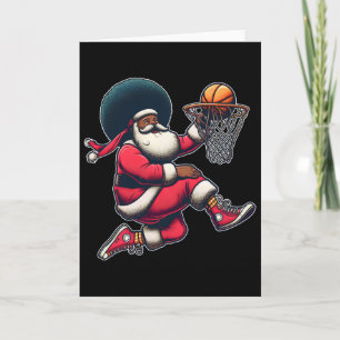 Retro Christmas African American Santa Claus Sketl Card