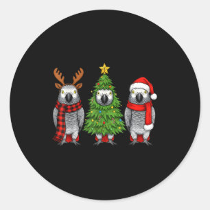 Retro Christmas African G Parrot Bird Santa Reinde Classic Round Sticker
