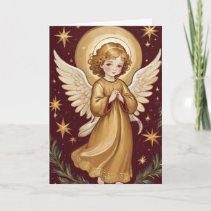Retro Christmas Angel Art Custom Text Card