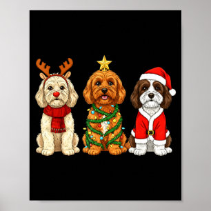 Retro Christmas Ao Santa Reindeer Dog Lover Poster