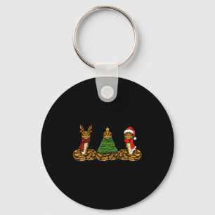 Retro Christmas Ball Python Snake Santa Reindeer Key Ring
