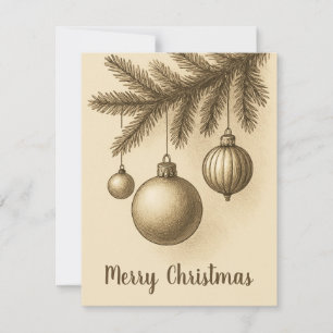 Retro Christmas Balls Simple Seasonal Trendy Holiday Card