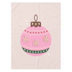 Retro Christmas Bauble Pink Holiday Tablecloth