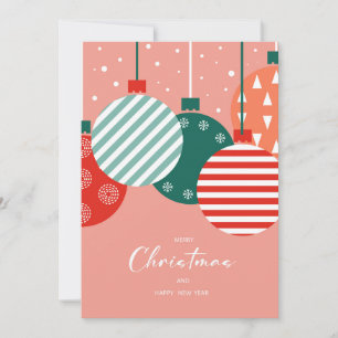 Retro Christmas Baubles - Classic Holiday Charm Card
