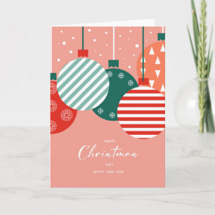 Retro Christmas Baubles - Classic Holiday Charm Card