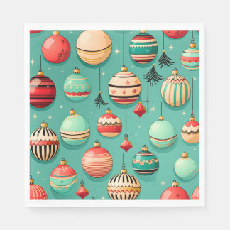 Retro Christmas Baubles Napkin