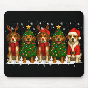 Retro Christmas Beagle Santa Reindeer Dog Lover Mouse Pad