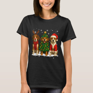 Retro Christmas Beagle Santa Reindeer Dog Lover  T-Shirt