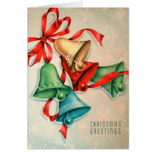 Retro Christmas bells add message card