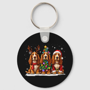 Retro Christmas Bet Hound Santa Reindeer Dog Lover Key Ring